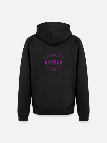 ich sage hoppla - Unisex Premium Bio Zip Hoodie - Schwarz