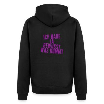 das kam nicht überraschend - Unisex Premium Bio Zip Hoodie - Schwarz - Hinten - Nico (187cm)