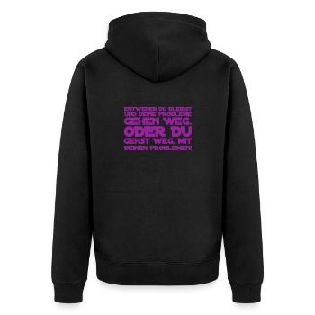wie mutig bist du? - Unisex Premium Bio Zip Hoodie - Schwarz - Hinten - Nico (187cm)