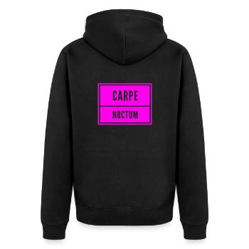 die Nacht ist schön - Unisex Premium Bio Zip Hoodie - Schwarz - Hinten - Nico (187cm)
