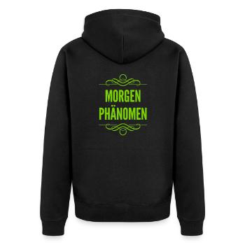 Frühaufsteher - Unisex Premium Bio Zip Hoodie - Schwarz - Hinten - Nico (187cm)