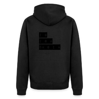 dann muss ich auch los - Unisex Premium Bio Zip Hoodie - Schwarz - Hinten - Nico (187cm)