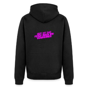 die Tragik der Vergänglichkeit - Unisex Premium Bio Zip Hoodie - Schwarz - Hinten - Nico (187cm)