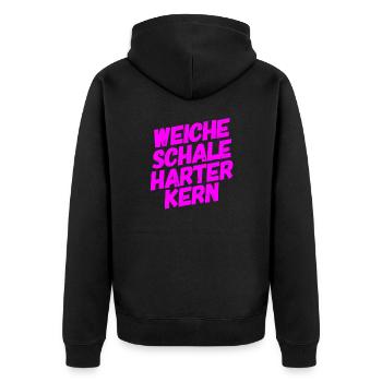weiche Schale - Unisex Premium Bio Zip Hoodie - Schwarz - Hinten - Nico (187cm)