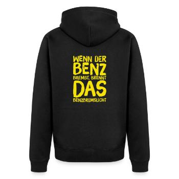 Bremslicht - Unisex Premium Bio Zip Hoodie - Schwarz - Hinten - Nico (187cm)