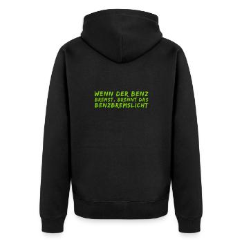 der Benz bremst - Unisex Premium Bio Zip Hoodie - Schwarz - Hinten - Nico (187cm)