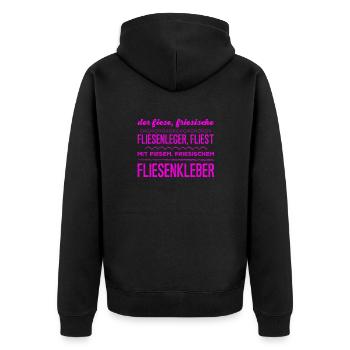 der fiese, friesischer Fliesenleger - Unisex Premium Bio Zip Hoodie - Schwarz - Hinten - Nico (187cm)