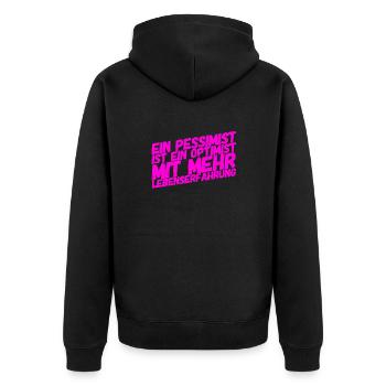 pessimistischer Optimist - Unisex Premium Bio Zip Hoodie - Schwarz - Hinten - Nico (187cm)