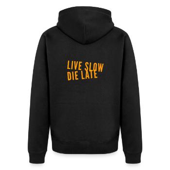 Prends ton temps - Veste à capuche bio Premium Unisexe - noir - Dos - Nico (187cm)