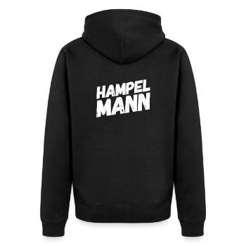 ich hampel rum man - Unisex Premium Bio Zip Hoodie - Schwarz - Hinten - Nico (187cm)