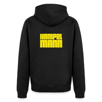 ich bin ein Hampelmann - Unisex Premium Bio Zip Hoodie - Schwarz - Hinten - Nico (187cm)
