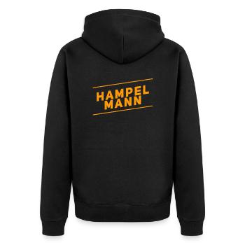 jetzt wird gehampelt - Unisex Premium Bio Zip Hoodie - Schwarz - Hinten - Nico (187cm)