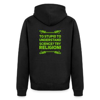 Religion vs Science - Veste à capuche bio Premium Unisexe - noir - Dos - Nico (187cm)