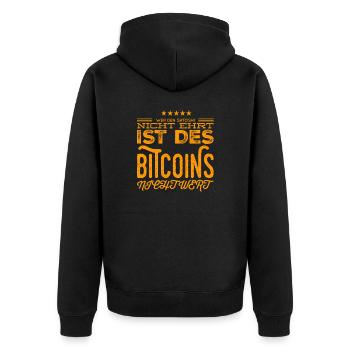 ich liebe Satoshi - Unisex Premium Bio Zip Hoodie - Schwarz - Hinten - Nico (187cm)