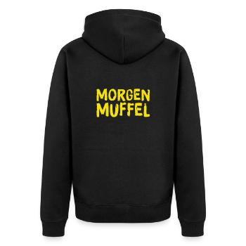 schlechte Stimmung - Unisex Premium Bio Zip Hoodie - Schwarz - Hinten - Nico (187cm)