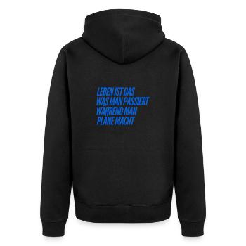 plane nicht - Unisex Premium Bio Zip Hoodie - Schwarz - Hinten - Nico (187cm)