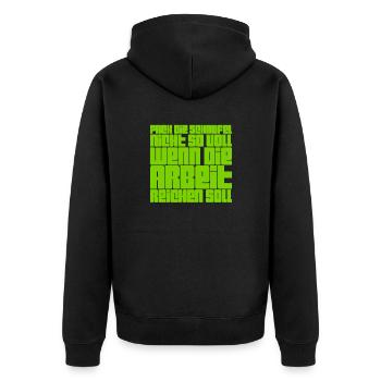 ganz in Ruhe - Unisex Premium Bio Zip Hoodie - Schwarz - Hinten - Nico (187cm)
