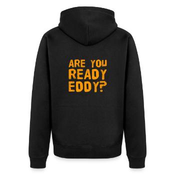 are you ready? - Unisex Premium Bio Zip Hoodie - Schwarz - Hinten - Nico (187cm)