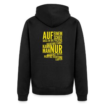 eine grundlegende Entscheidung - Unisex Premium Bio Zip Hoodie - Schwarz - Hinten - Nico (187cm)