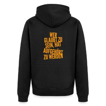 Development is always possible - Unisex Premium Organic Zip Hoodie - black - Back - Nico (187cm)