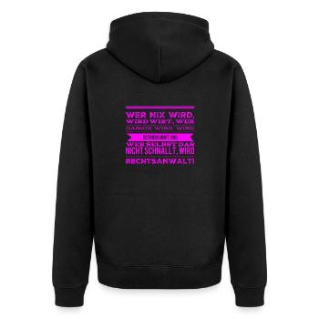 bist du ein Rechtsanwalt? - Unisex Premium Bio Zip Hoodie - Schwarz - Hinten - Nico (187cm)