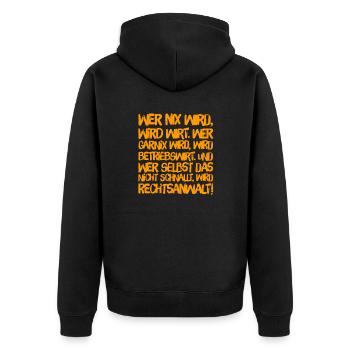 What will you? - Unisex Premium Organic Zip Hoodie - black - Back - Nico (187cm)