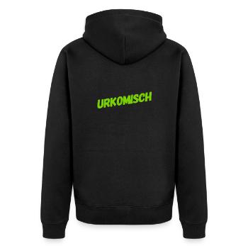 wie witzig - Unisex Premium Bio Zip Hoodie - Schwarz - Hinten - Nico (187cm)