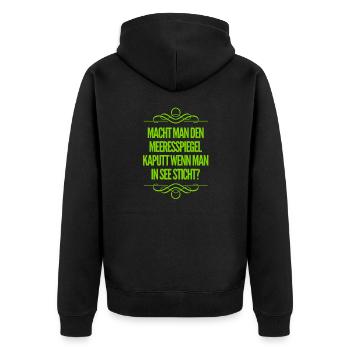 kaputter Meeresspiegel - Unisex Premium Bio Zip Hoodie - Schwarz - Hinten - Nico (187cm)