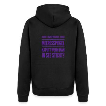 kommt die Zerstörung? - Unisex Premium Bio Zip Hoodie - Schwarz - Hinten - Nico (187cm)