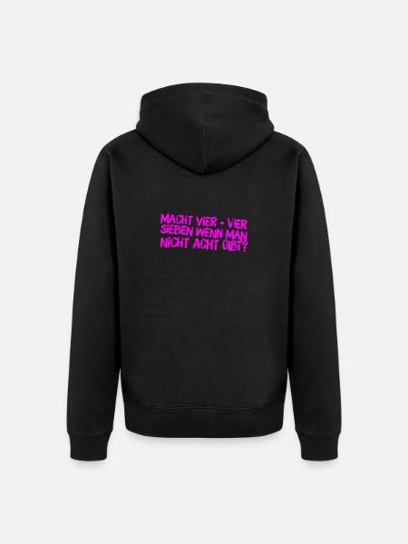 Vier plus Vier - Unisex Premium Bio Zip Hoodie - Schwarz