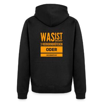 beim Bäcker - Unisex Premium Bio Zip Hoodie - Schwarz - Hinten - Nico (187cm)