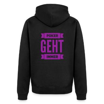 ich stehe auf Poker - Unisex Premium Bio Zip Hoodie - Schwarz - Hinten - Nico (187cm)