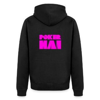 ich bin ein starker Pokerspieler - Unisex Premium Bio Zip Hoodie - Schwarz - Hinten - Nico (187cm)