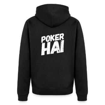 ein harter Gegner - Unisex Premium Bio Zip Hoodie - Schwarz - Hinten - Nico (187cm)