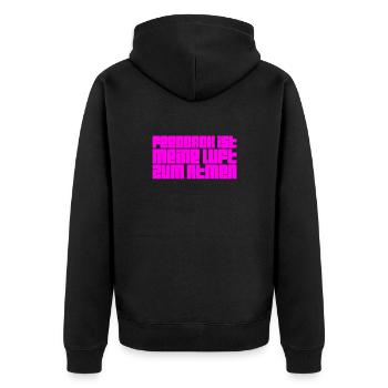 ich liebe Feedback - Unisex Premium Bio Zip Hoodie - Schwarz - Hinten - Nico (187cm)