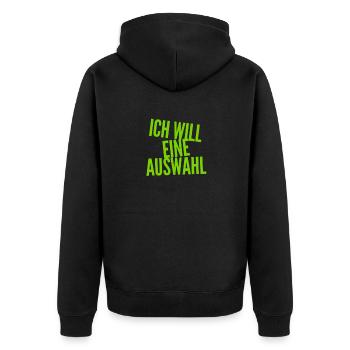 ich will eine Wahl - Unisex Premium Bio Zip Hoodie - Schwarz - Hinten - Nico (187cm)