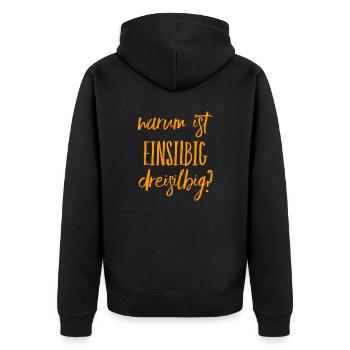 verwirrende Sprache - Unisex Premium Bio Zip Hoodie - Schwarz - Hinten - Nico (187cm)