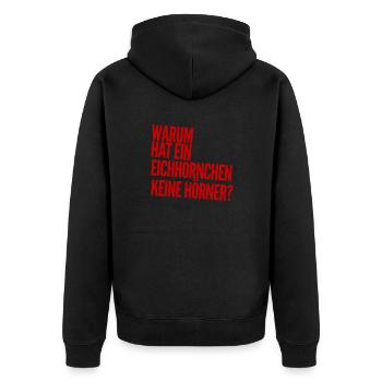 wieso ist das so? - Unisex Premium Bio Zip Hoodie - Schwarz - Hinten - Nico (187cm)