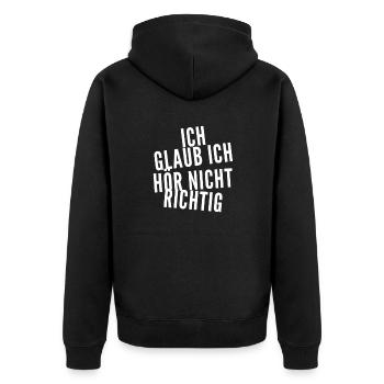 ich glaube es nicht - Unisex Premium Bio Zip Hoodie - Schwarz - Hinten - Nico (187cm)