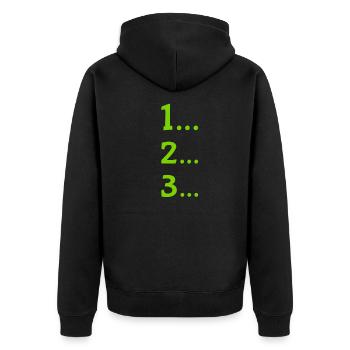 One, two, three - Unisex Premium Organic Zip Hoodie - black - Back - Nico (187cm)