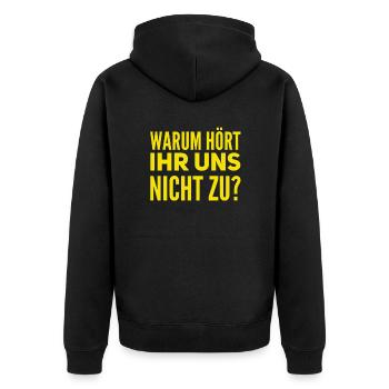 L’écoute rassemble les gens - Veste à capuche bio Premium Unisexe - noir - Dos - Nico (187cm)
