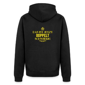the level is rising - Unisex Premium Organic Zip Hoodie - black - Back - Nico (187cm)