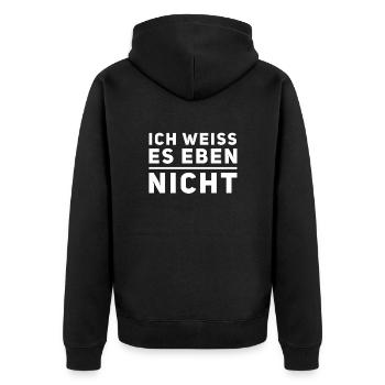 ich habe keinen Plan - Unisex Premium Bio Zip Hoodie - Schwarz - Hinten - Nico (187cm)