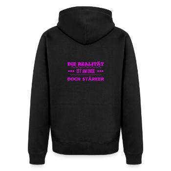 la réalité l’emporte - Veste à capuche bio Premium Unisexe - noir - Dos - Nico (187cm)