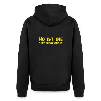 where's the coffee machine? - Unisex Premium Organic Zip Hoodie - black - Back - Nico (187cm)