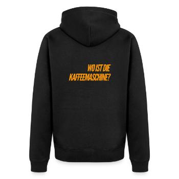 where is the coffee machine? - Unisex Premium Organic Zip Hoodie - black - Back - Nico (187cm)