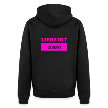 ich liebe das Leben - Unisex Premium Bio Zip Hoodie - Schwarz - Hinten - Nico (187cm)