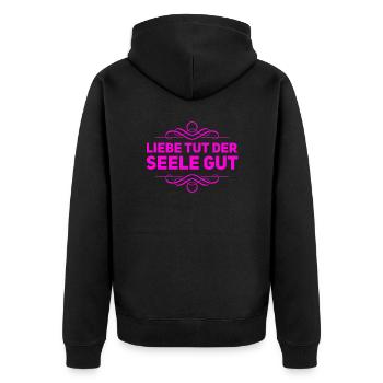 Love is a miracle - Unisex Premium Organic Zip Hoodie - black - Back - Nico (187cm)