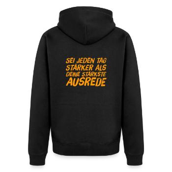 Be stronger - Unisex Premium Organic Zip Hoodie - black - Back - Nico (187cm)