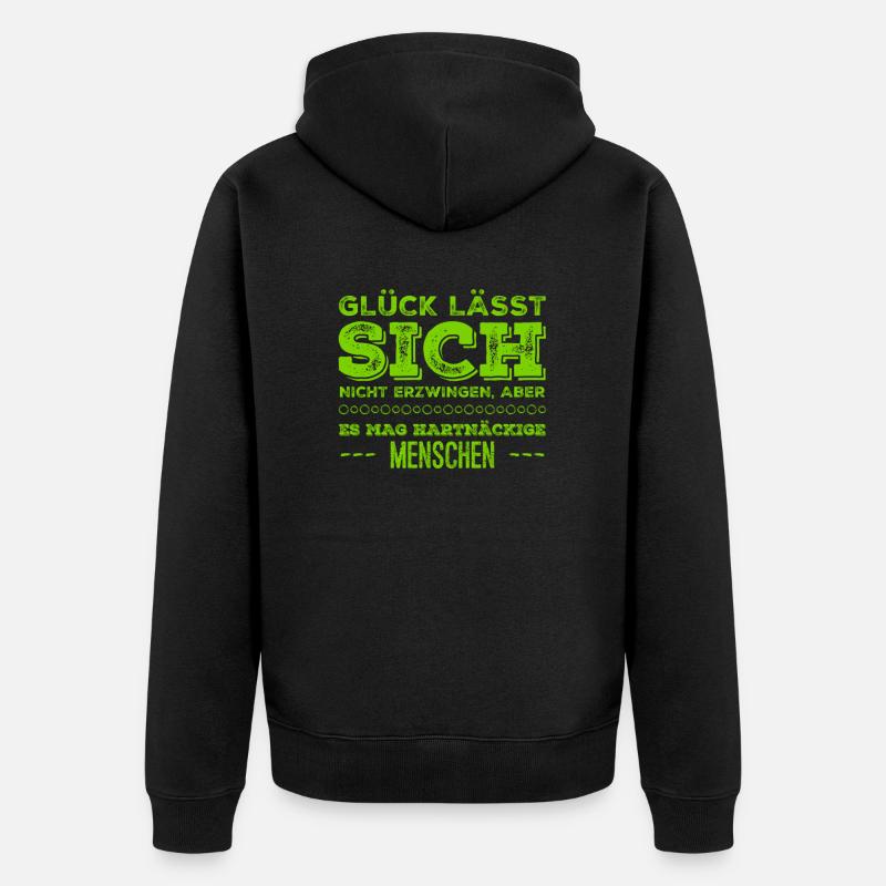 Happiness cannot be forced - Unisex Premium Organic Zip Hoodie - black